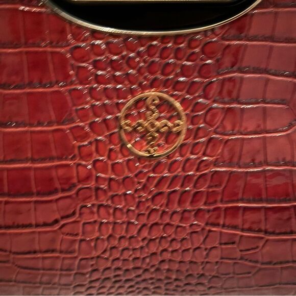 NWOT Stauer Avalon Crocodile-Embossed Handbag Brown Double Handle Handbag - Picture 2 of 6